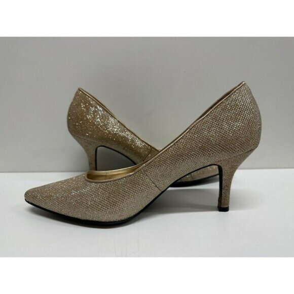 Fioni Night women size 11 gold shimmer party sparkle pointy heel shoes - Picture 5 of 12